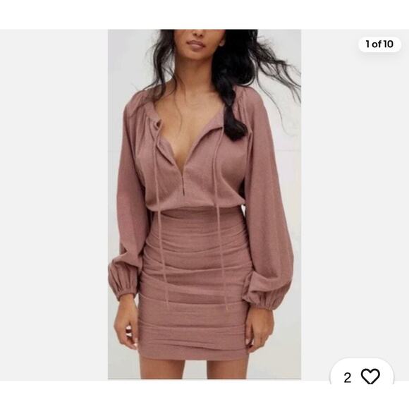 Free People The Only One ruched tie back mini dress Small - Picture 1 of 6